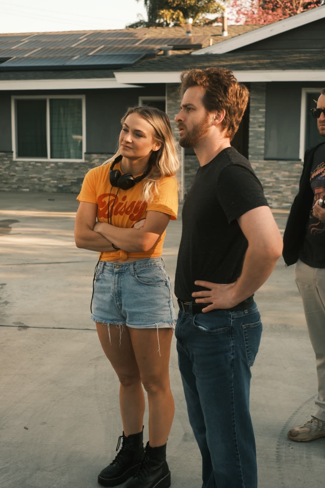 Alex Geffen and Cass Huckabay on set