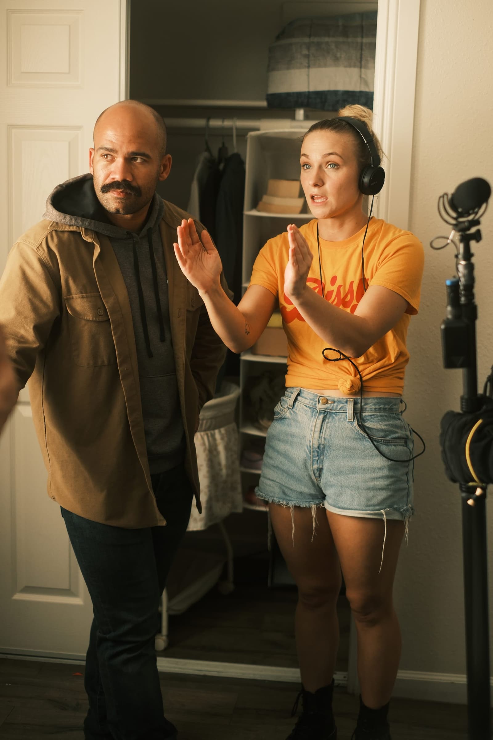 Cass Huckabay directing Michael Cunningham during the crib scene