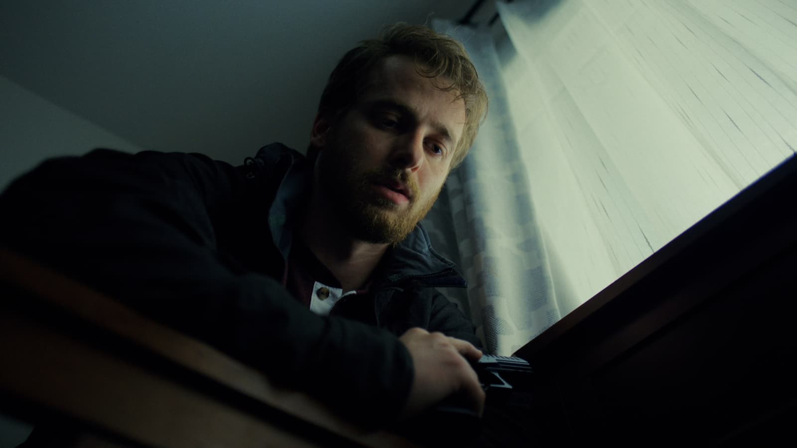 Close-up of Trevor by the crib